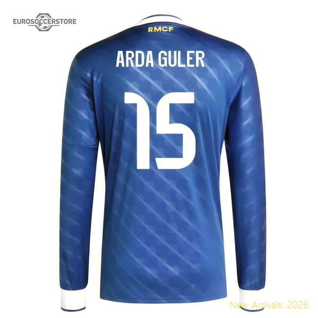 2025-2026 Real Madrid Long Sleeve Third Shirt (Arda Guler 15)-Football Jersey Hub