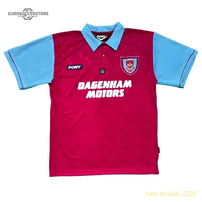 1995-1996 West Ham Centenary Pony Home Shirt-Football Jersey Hub