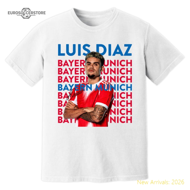 Luis Diaz Bayern Munich New Signing T-Shirt (White)-Football Jersey Hub