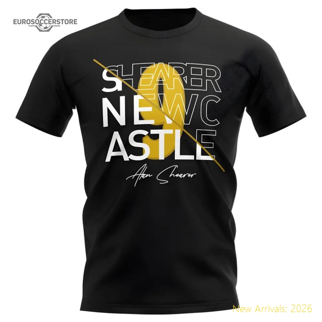 Alan Shearer Newcastle Graphic Signature T-Shirt (Black)-Football Jersey Hub