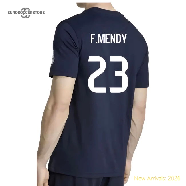 2025-2026 Real Madrid US Tee (Navy) (F.Mendy 23)-Football Jersey Hub
