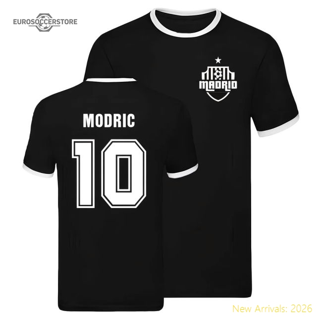Real Madrid Ringer T-shirt (Luka Modric 10)-Football Jersey Hub