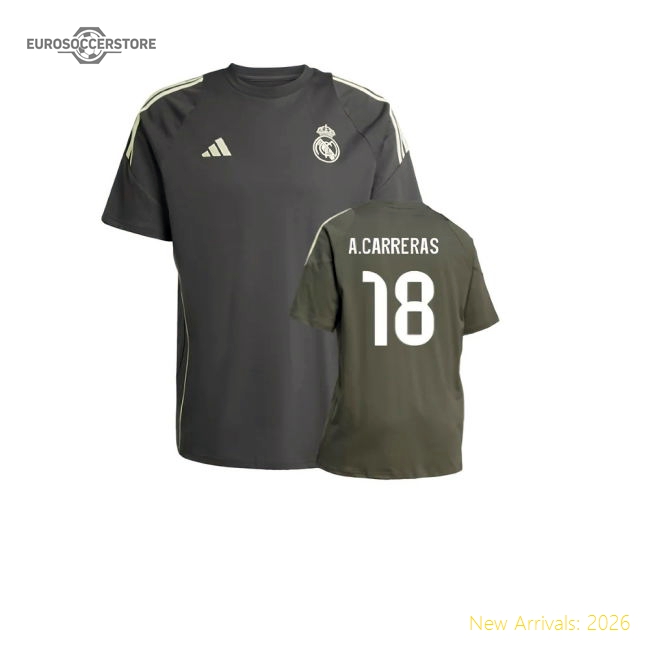 2025-2026 Real Madrid Training Tee (Utility Grey) (A.Carreras 18)-Football Jersey Hub