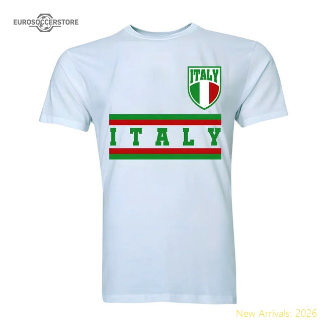 Italy Core Football Country T-Shirt (White)-Football Jersey Hub