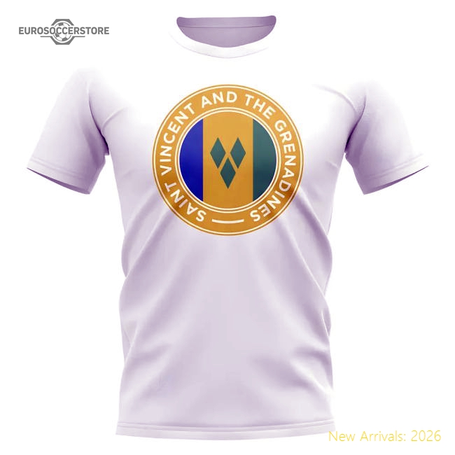 Saint Vincent Grenadines Football Badge T-Shirt (White)-Football Jersey Hub