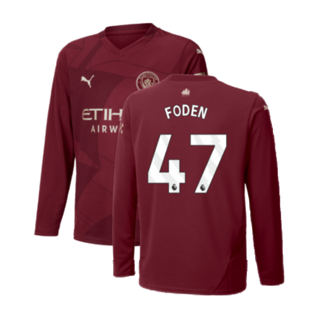 2024-2025 Man City Third Long Sleeve Shirt (Kids) (Foden 47)-Football Jersey Hub