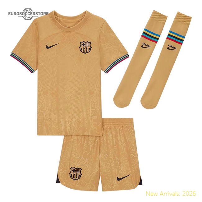 2022-2023 Barcelona Little Boys Away Kit (MESSI 10)-Football Jersey Hub