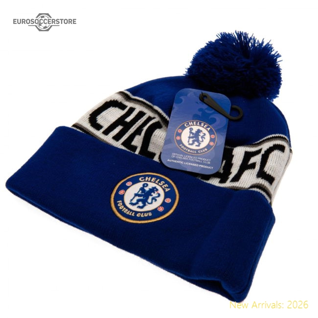 Chelsea FC Royal Text Ski Hat-Football Jersey Hub