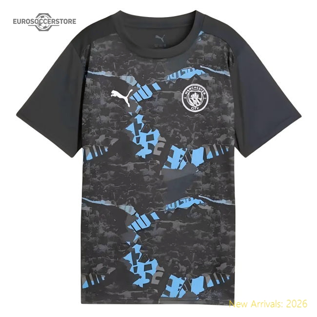 2024-2025 Man City Prematch SS Jersey (Strong Gray) - Kids-Football Jersey Hub