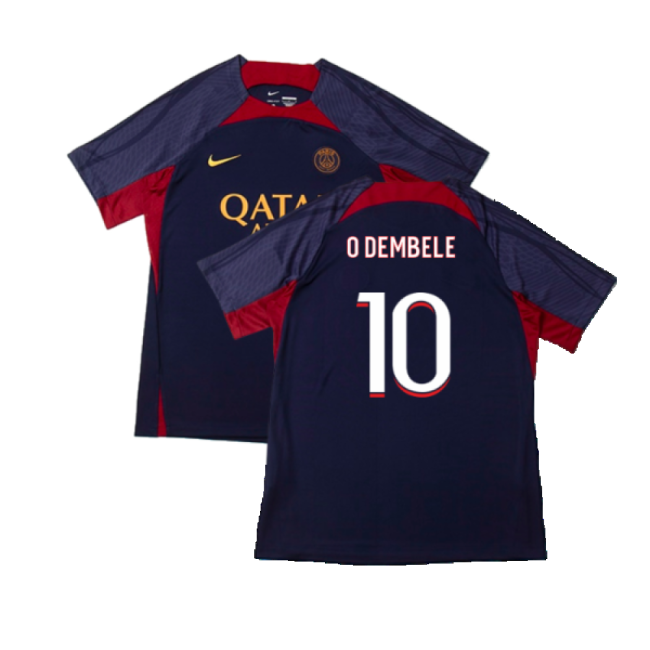2023-2024 PSG Dri-Fit Strike Training Shirt (Navy) (O Dembele 10)-Football Jersey Hub