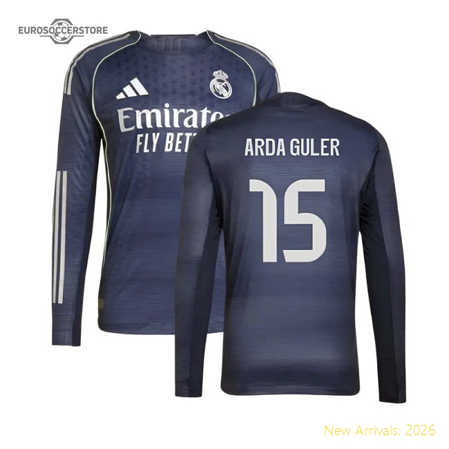 2025-2026 Real Madrid Long Sleeve Away Shirt (Arda Guler 15)-Football Jersey Hub