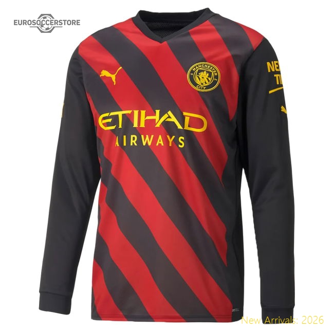 2022-2023 Man City Long Sleeve Away Shirt-Football Jersey Hub