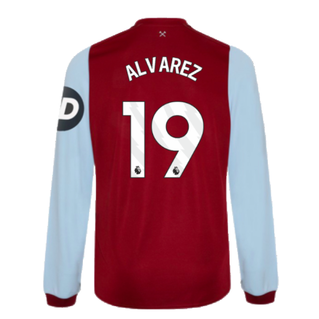 2023-2024 West Ham Long Sleeve Home Shirt (ALVAREZ 19)-Football Jersey Hub