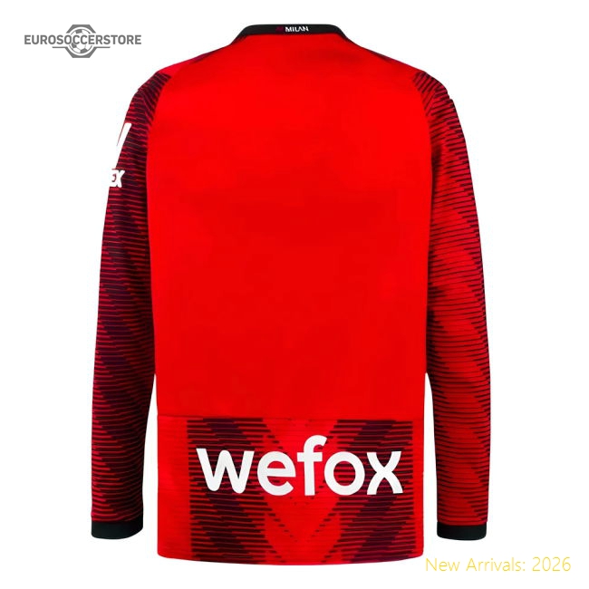 2023-2024 AC Milan Long Sleeve Home Shirt-Football Jersey Hub