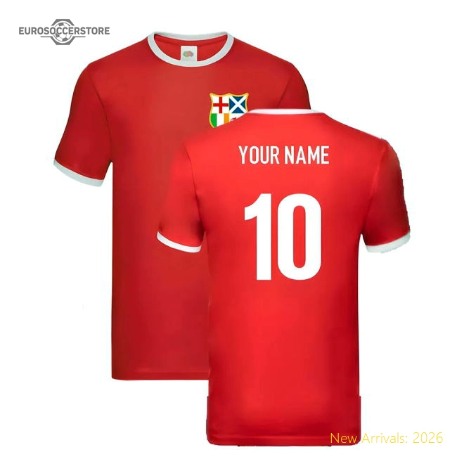 British and Irish Lions Ringer T-Shirt (Red) (Your Name)-Football Jersey Hub