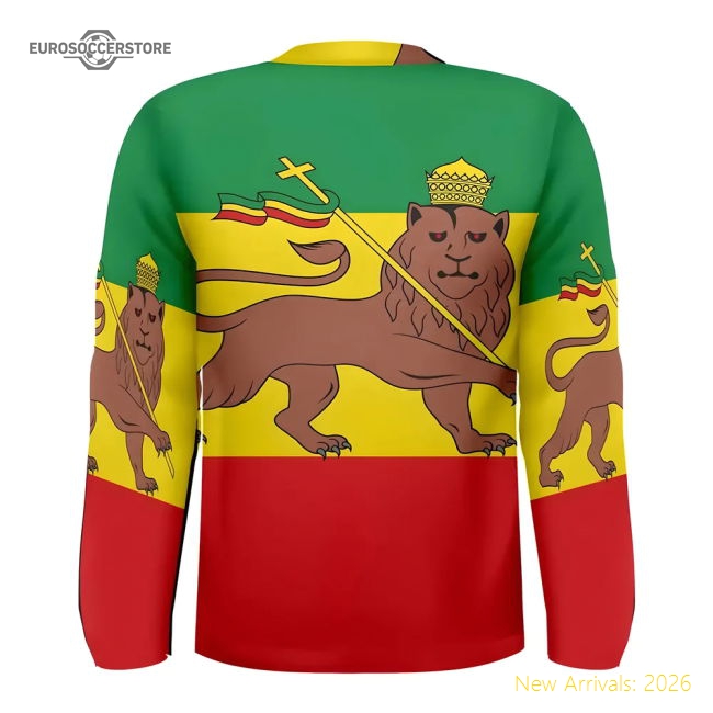 Ethiopia Flag Long Sleeve Sublimated Sports Jersey-Football Jersey Hub