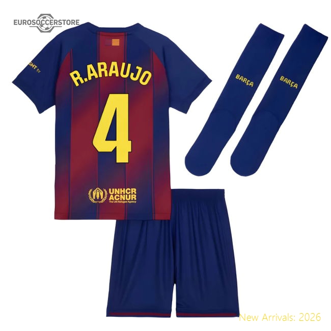 2025-2026 Barcelona Home Mini Kit (R.Araujo 4)-Football Jersey Hub