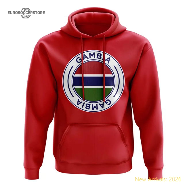 Gambia Football Badge Hoodie (Red)-Football Jersey Hub