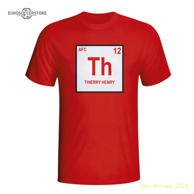 Thierry Henry Arsenal Periodic Table T-shirt (red)-Football Jersey Hub
