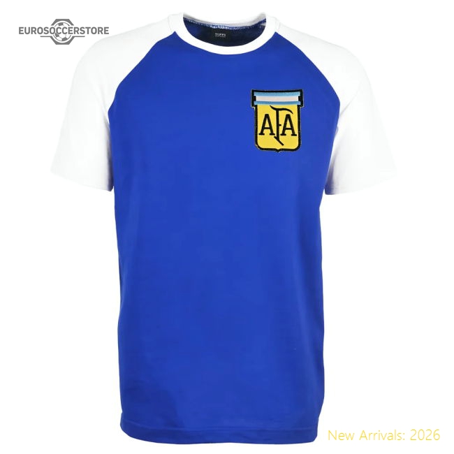 Argentina Away Raglan Sleeve Royal/White T-Shirt-Football Jersey Hub