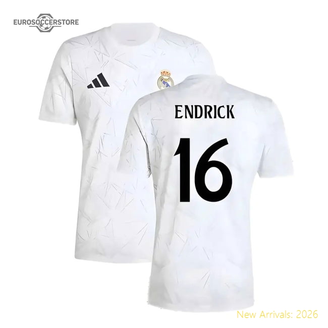 2024-2025 Real Madrid Pre-Match Shirt (White) (Endrick 16)-Football Jersey Hub