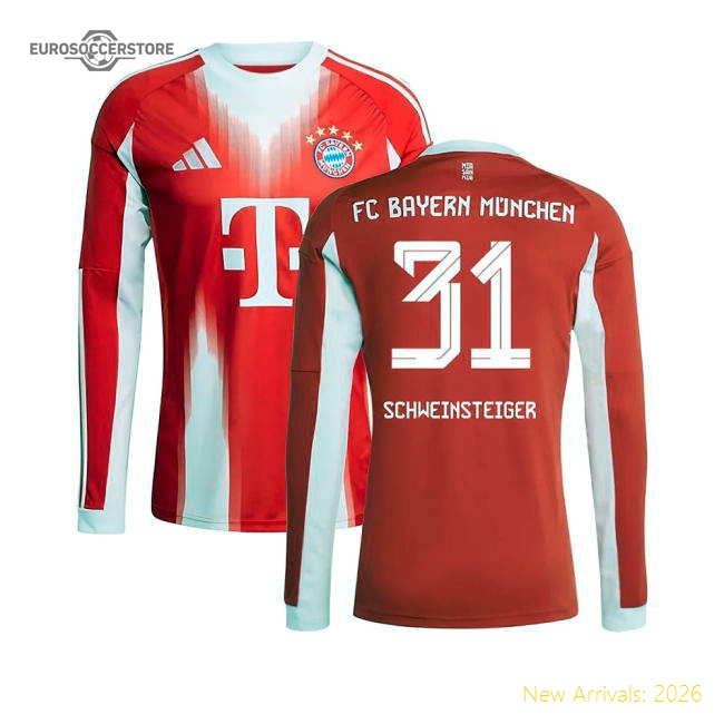 2025-2026 Bayern Munich Long Sleeve Home Shirt (Schweinsteiger 31)-Football Jersey Hub