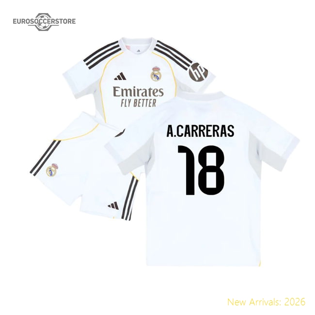 2025-2026 Real Madrid Home Youth Kit (A.Carreras 18)-Football Jersey Hub
