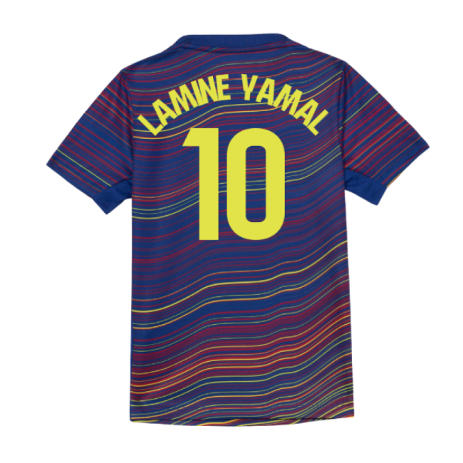 2025-2026 Barcelona Academy Pro Pre Match Shirt (Blue) - Kids (Lamine Yamal 10)-Football Jersey Hub