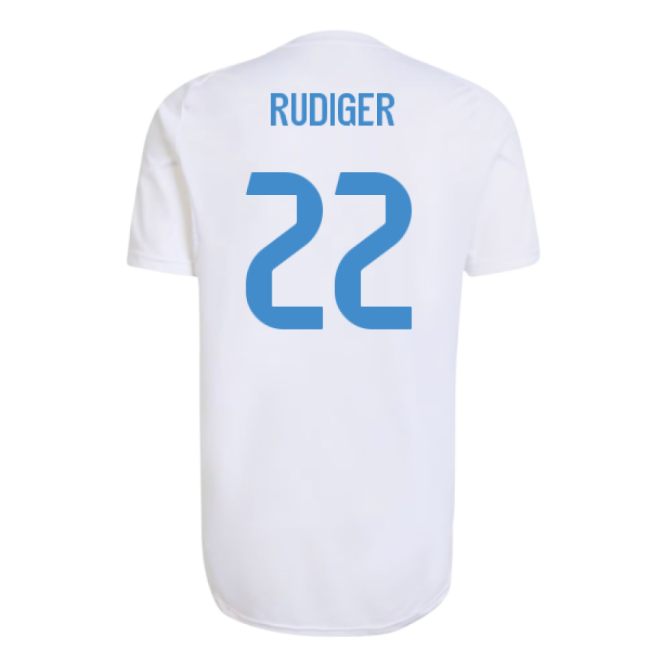 2025-2026 Real Madrid EU Training Jersey (White) (Rudiger 22)-Football Jersey Hub