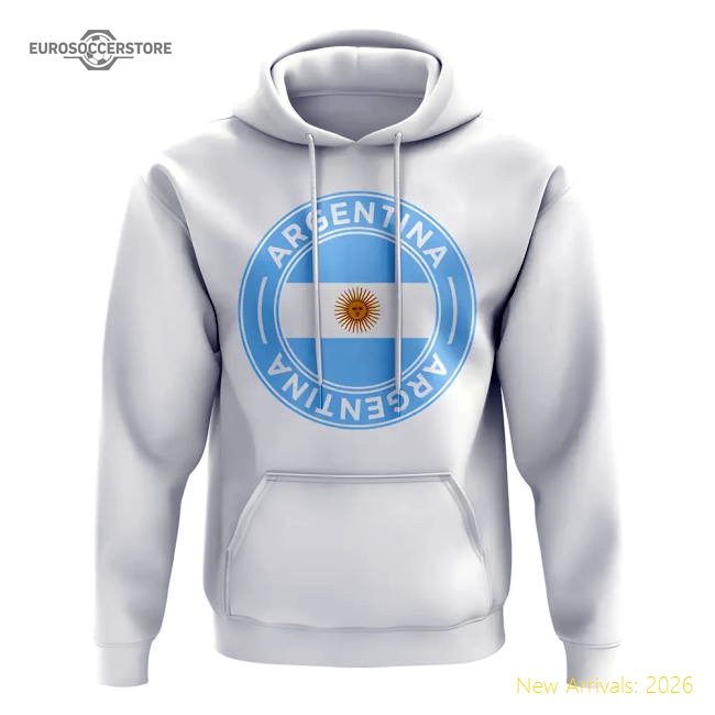 Argentina Football Badge Hoodie (White)-Football Jersey Hub