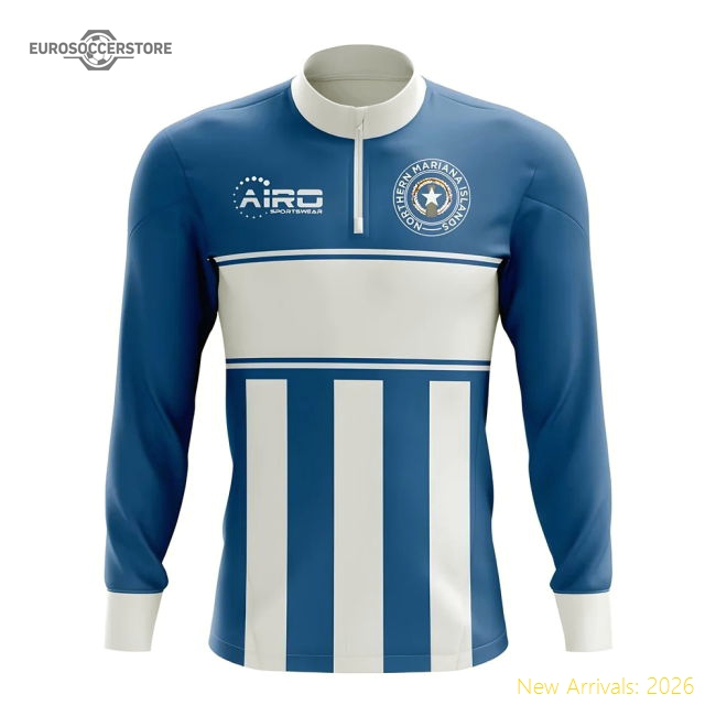 Northern Mariana Islands Concept Football Half Zip Midlayer Top (Blue-White)-Football Jersey Hub