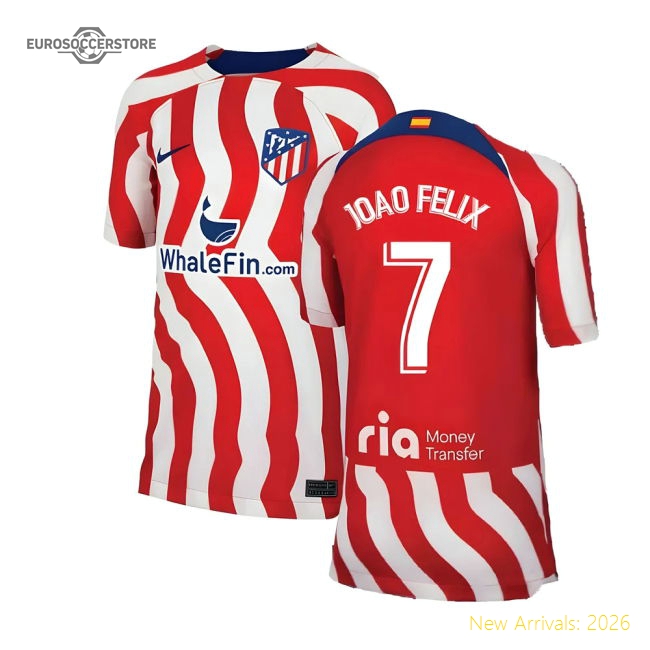 2022-2023 Atletico Madrid Home Shirt (Kids) (JOAO FELIX 7)-Football Jersey Hub