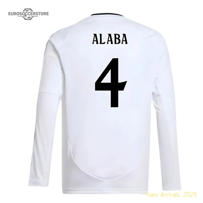 2024-2025 Real Madrid Long Sleeve Home Shirt (Kids) (Alaba 4)-Football Jersey Hub