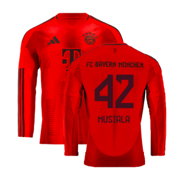 2024-2025 Bayern Munich Long Sleeve Home Shirt (Musiala 42)-Football Jersey Hub