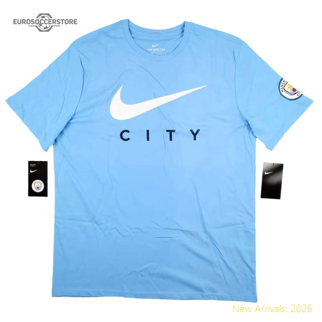2018-2019 Manchester City T-Shirt Swoosh - Field Blue-Football Jersey Hub