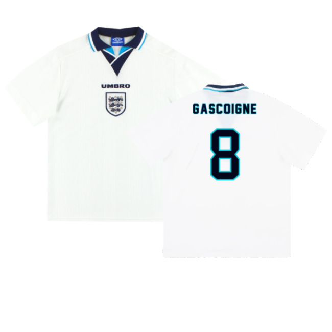 England 1995-97 Home Shirt (XL) (GASCOIGNE 8) (Excellent)-Football Jersey Hub