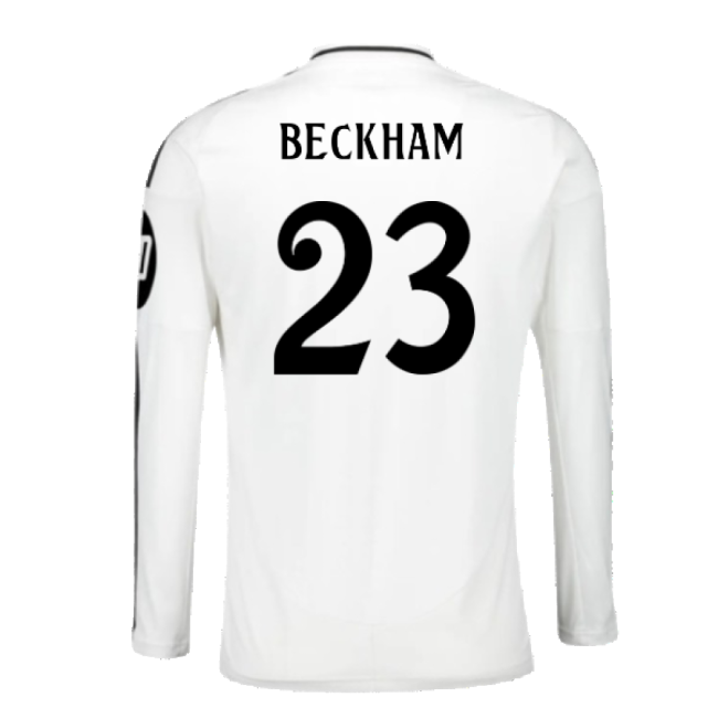 2024-2025 Real Madrid Long Sleeve Home Shirt (Beckham 23)-Football Jersey Hub