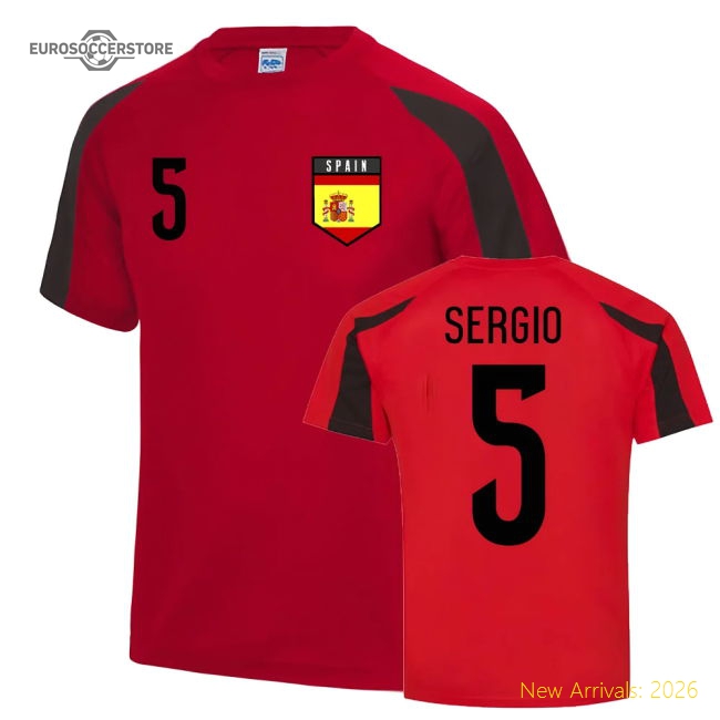 Sergio Busquets Spain Sports Training Jersey (Red-Black)-Football Jersey Hub