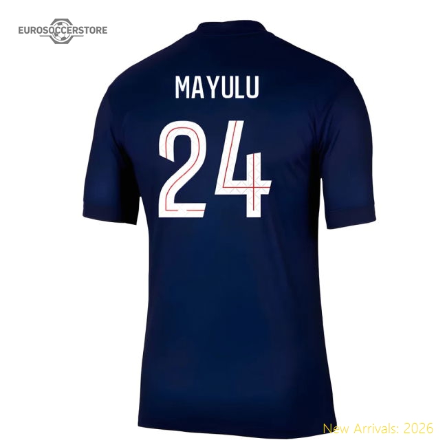 2025-2026 PSG Paris Saint Germain Home Shirt (Mayulu 24)-Football Jersey Hub