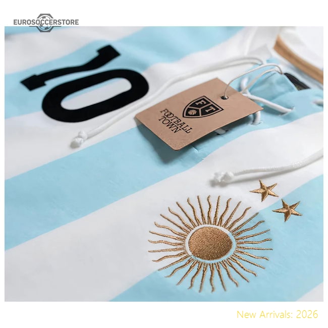 Argentina Home Retro Shirt with Laces El Sol-Football Jersey Hub