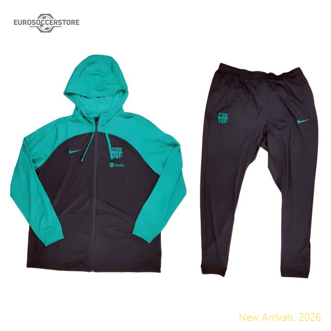 2023-2024 Barcelona Hooded Strike Tracksuit (Thunder)-Football Jersey Hub