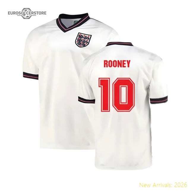 England 1986 Home World Cup Finals Retro Shirt (ROONEY 10)-Football Jersey Hub