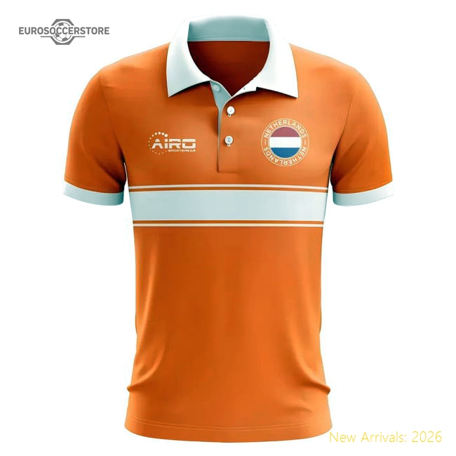 Holland Concept Stripe Polo Shirt (Orange)-Football Jersey Hub