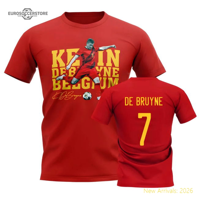 Kevin De Bruyne Belgium Player Tee (Red)-Football Jersey Hub