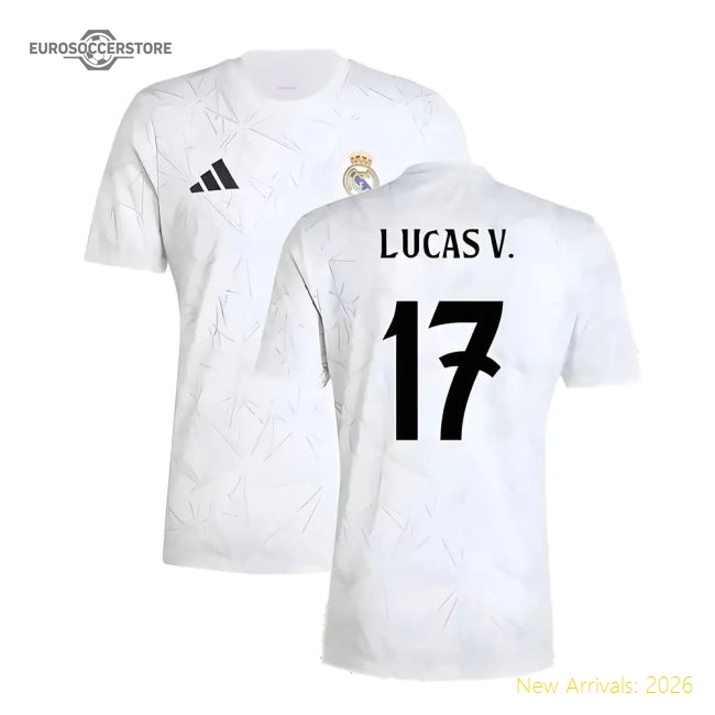2024-2025 Real Madrid Pre-Match Shirt (White) (Lucas V. 17)-Football Jersey Hub