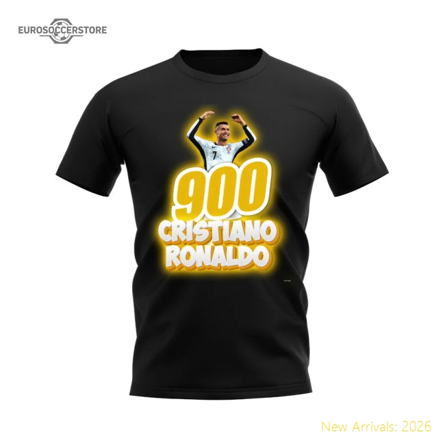 Cristiano Ronaldo 900 Career Goals T-Shirt (Black)-Football Jersey Hub