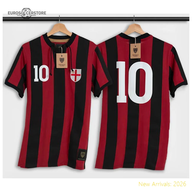 Milan Home Retro Shirt with Laces La Croce-Football Jersey Hub