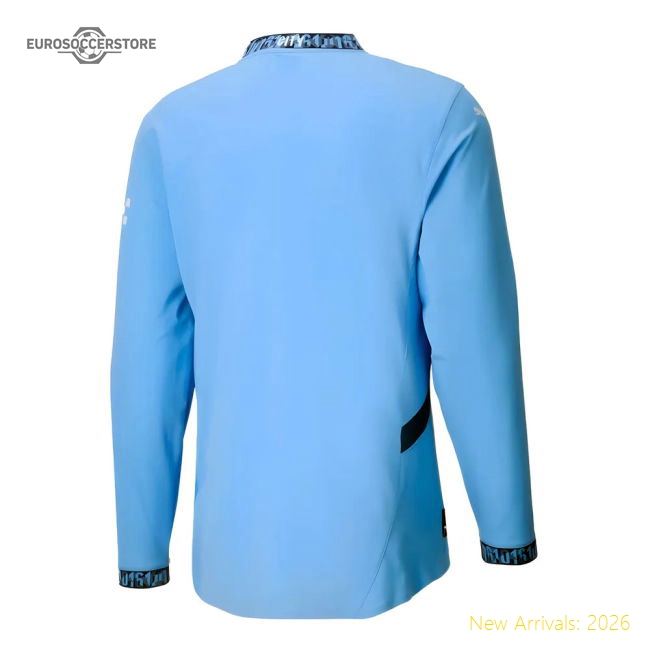 2024-2025 Man City Authentic Long Sleeve Home Shirt-Football Jersey Hub