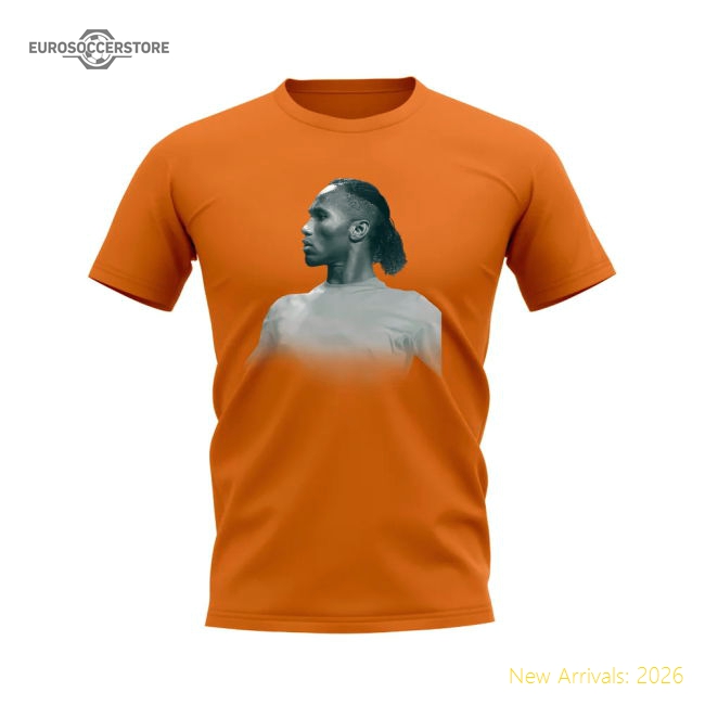 Didier Drogba Ivory Coast Legend T-Shirt (Orange)-Football Jersey Hub