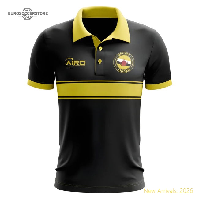 Brunei Concept Stripe Polo Shirt (Black)-Football Jersey Hub